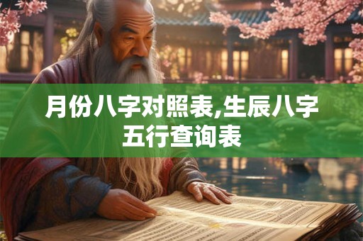 月份八字对照表,生辰八字五行查询表
