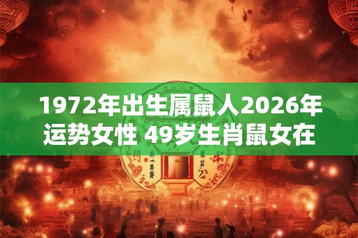 1972年出生属鼠人2026年运势女性 49岁生肖鼠女在2026年运气如何