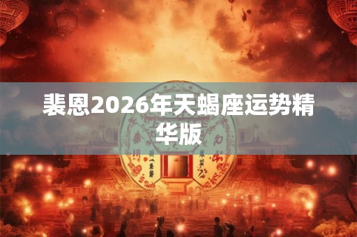 裴恩2026年天蝎座运势精华版
