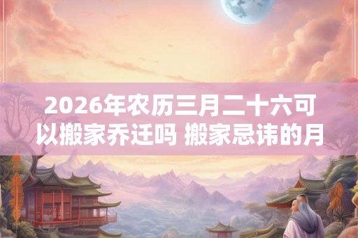 2026年农历三月二十六可以搬家乔迁吗 搬家忌讳的月份