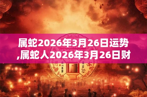 属蛇2026年3月26日运势,属蛇人2026年3月26日财运,生肖蛇2026年3月26日运势