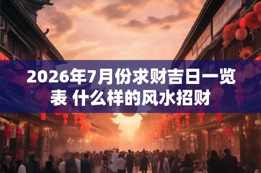 2026年7月份求财吉日一览表 什么样的风水招财