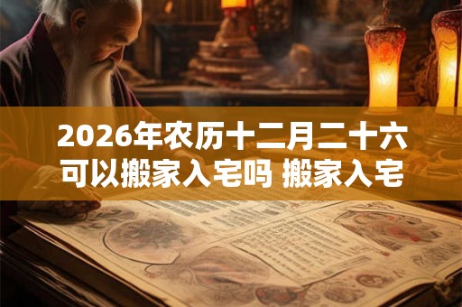 2026年农历十二月二十六可以搬家入宅吗 搬家入宅几点最好