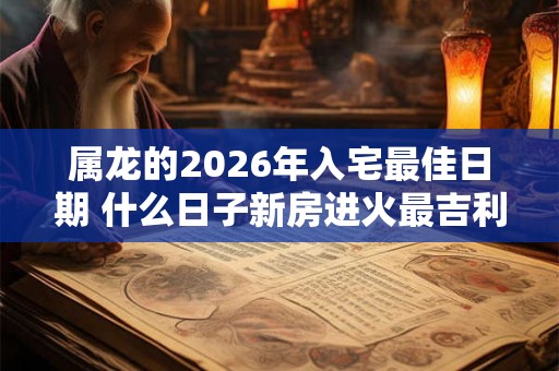 属龙的2026年入宅最佳日期 什么日子新房进火最吉利