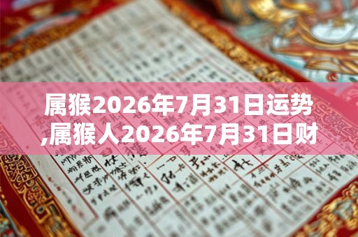 属猴2026年7月31日运势,属猴人2026年7月31日财运,生肖猴2026年7月31日运势