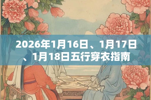 2026年1月16日、1月17日、1月18日五行穿衣指南 2026年1月16日、1月17日、1月18日五行穿衣指南