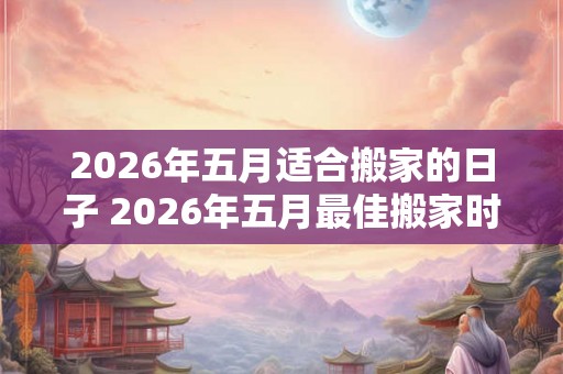 2026年五月适合搬家的日子 2026年五月最佳搬家时间