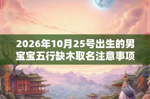 2026年10月25号出生的男宝宝五行缺木取名注意事项