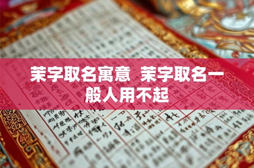 茉字取名寓意  茉字取名一般人用不起