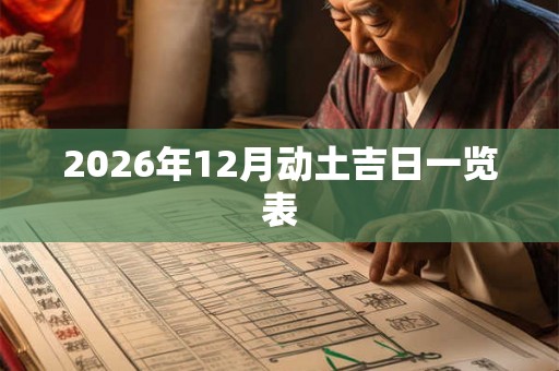 2026年12月动土吉日一览表
