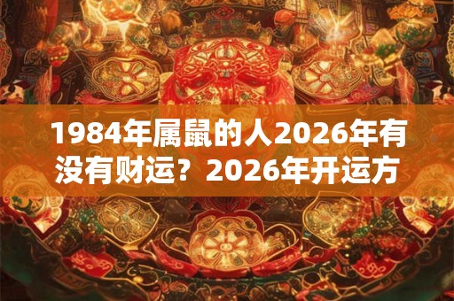 1984年属鼠的人2026年有没有财运？2026年开运方位在哪？