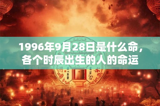 1996年9月28日是什么命，各个时辰出生的人的命运