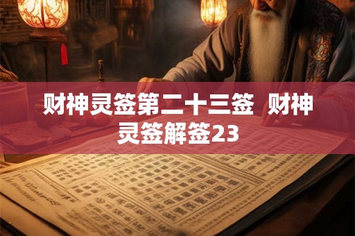 财神灵签第二十三签  财神灵签解签23