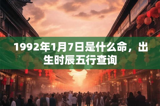 1992年1月7日是什么命，出生时辰五行查询