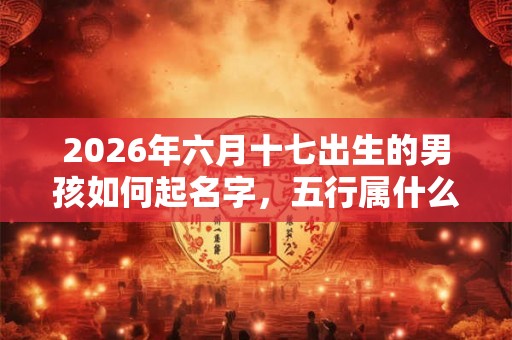 2026年六月十七出生的男孩如何起名字，五行属什么