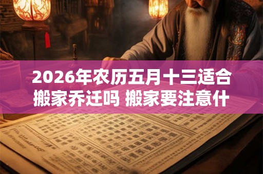 2026年农历五月十三适合搬家乔迁吗 搬家要注意什么
