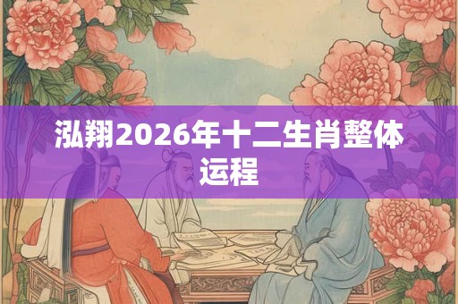 泓翔2026年十二生肖整体运程