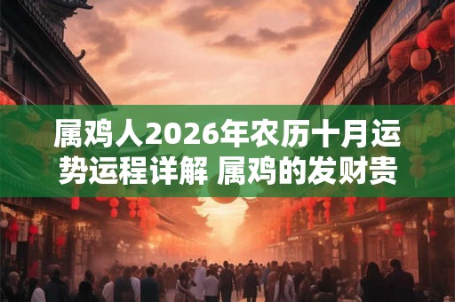 属鸡人2026年农历十月运势运程详解 属鸡的发财贵人是谁