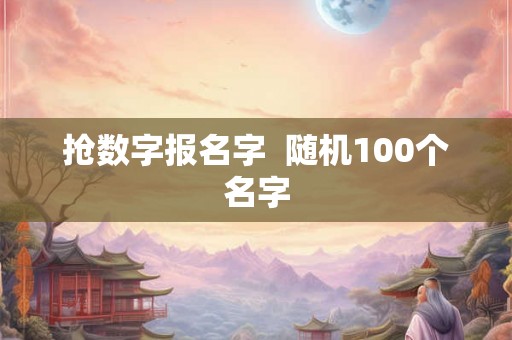 抢数字报名字  随机100个名字