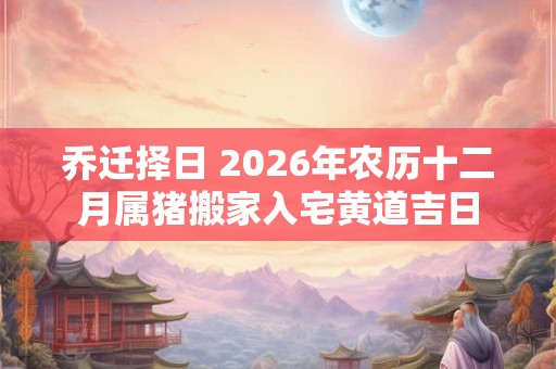 乔迁择日 2026年农历十二月属猪搬家入宅黄道吉日