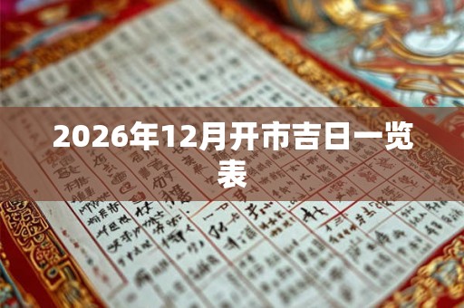 2026年12月开市吉日一览表