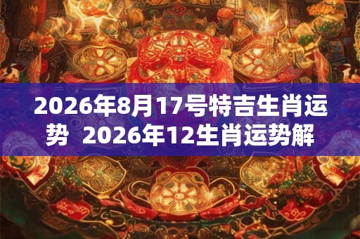 2026年8月17号特吉生肖运势  2026年12生肖运势解析