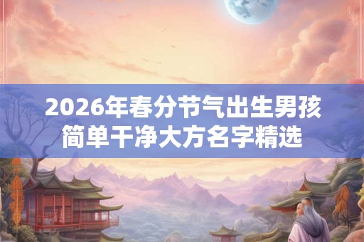 2026年春分节气出生男孩简单干净大方名字精选