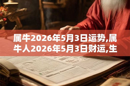属牛2026年5月3日运势,属牛人2026年5月3日财运,生肖牛2026年5月3日运势