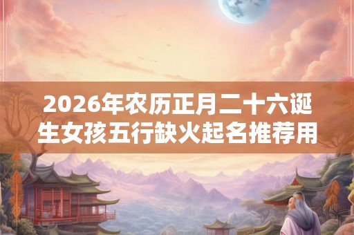 2026年农历正月二十六诞生女孩五行缺火起名推荐用字