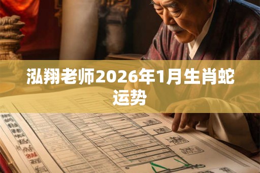 泓翔老师2026年1月生肖蛇运势