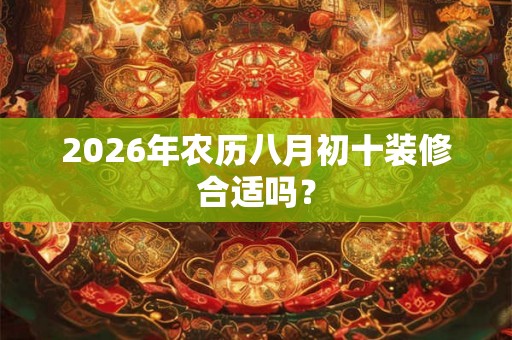 2026年农历八月初十装修合适吗？
