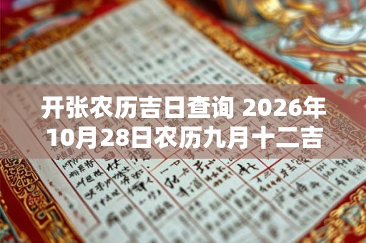 开张农历吉日查询 2026年10月28日农历九月十二吉利吗 开张农历吉日查询 2026年10月28日农历九月十二吉利吗