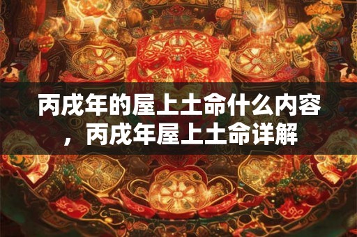 丙戌年的屋上土命什么内容，丙戌年屋上土命详解