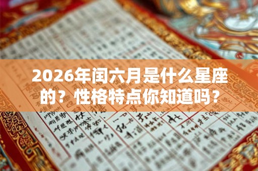2026年闰六月是什么星座的？性格特点你知道吗？