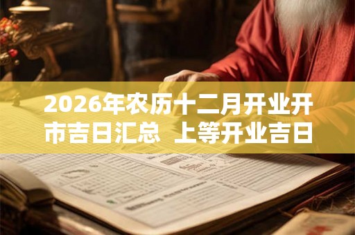 2026年农历十二月开业开市吉日汇总  上等开业吉日查询