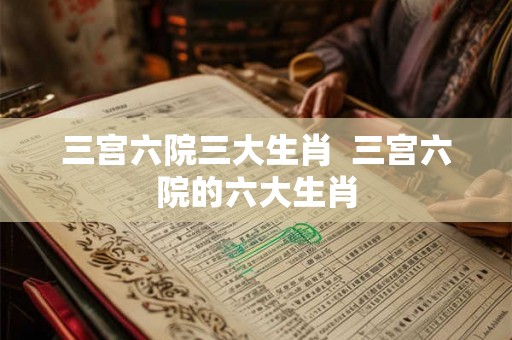 三宫六院三大生肖  三宫六院的六大生肖