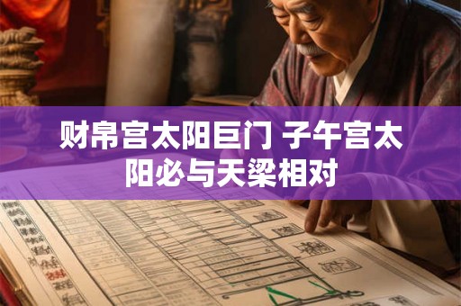 财帛宫太阳巨门 子午宫太阳必与天梁相对