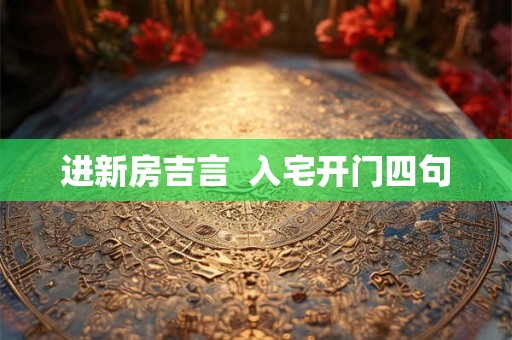 进新房吉言  入宅开门四句