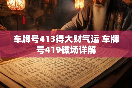 车牌号413得大财气运 车牌号419磁场详解