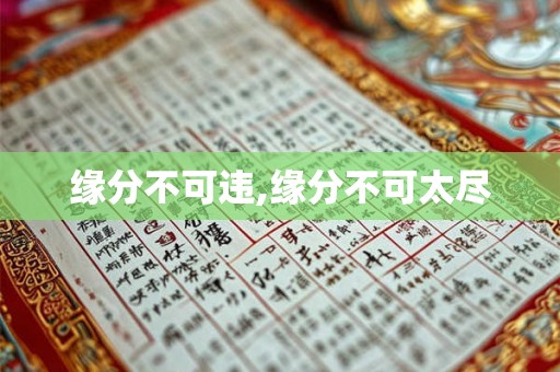 缘分不可违,缘分不可太尽