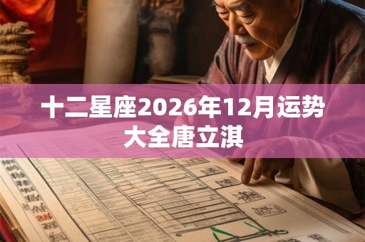 十二星座2026年12月运势大全唐立淇