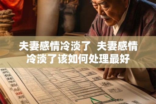 夫妻感情冷淡了  夫妻感情冷淡了该如何处理最好