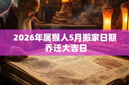 2026年属猴人5月搬家日期 乔迁大吉日