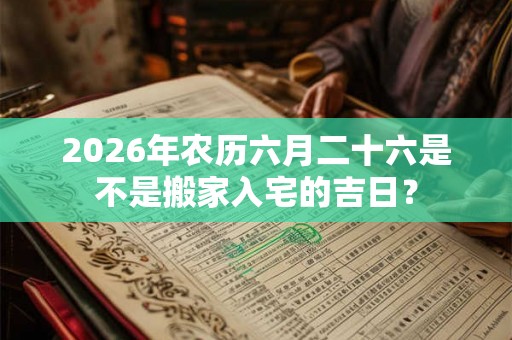 2026年农历六月二十六是不是搬家入宅的吉日？