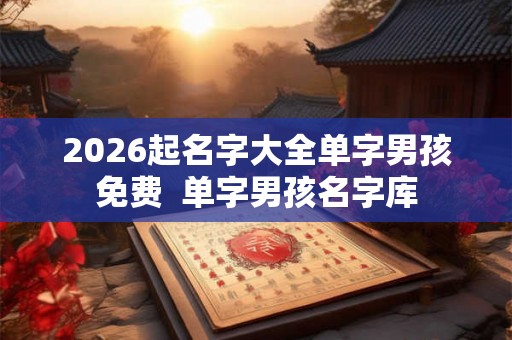 2026起名字大全单字男孩免费  单字男孩名字库