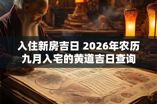 入住新房吉日 2026年农历九月入宅的黄道吉日查询