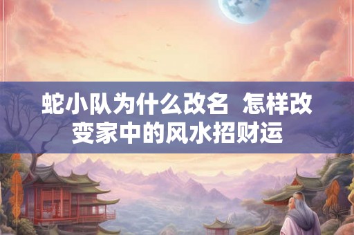 蛇小队为什么改名  怎样改变家中的风水招财运