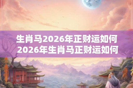 生肖马2026年正财运如何 2026年生肖马正财运如何
