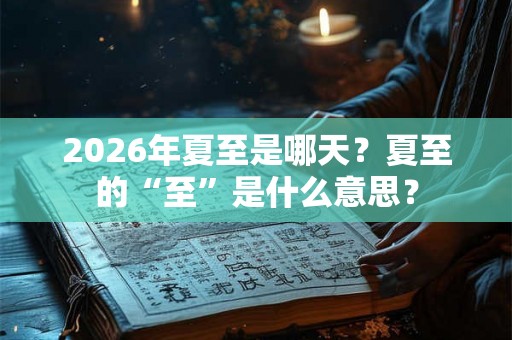 2026年夏至是哪天？夏至的“至”是什么意思？