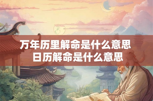 万年历里解命是什么意思  日历解命是什么意思